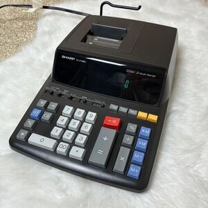 Sharp EL-2196BL Printing Calculator 12 Digit 2 Color Printer Black Desktop AC